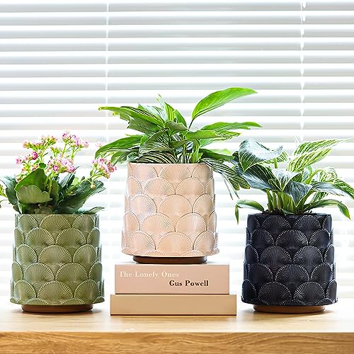 GUGUGO Pearl Beige Scale Planter, Cute Unique Plant Pot with Drainage, Eclectic Colorful Small Flower Planters Pots for Indoor & Outdoor Plants, Rainbow Funny Succulent Gardening Pot Gifts - color: C, size: 5in