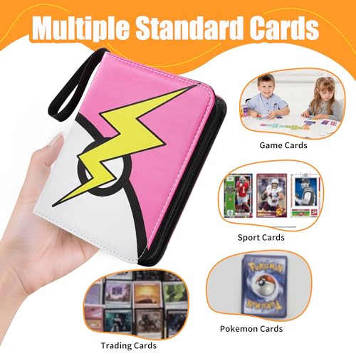 9 Pocket Trading Card Binder, Portable Card Collection for Standard Cards - color: B Pink-Lighting, size: 9-Pocket