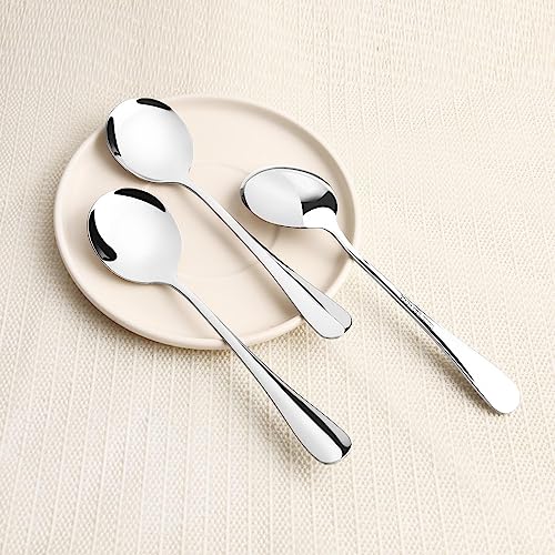 12 Piece Soup Spoons, High Grade Stainless Steel Soup Spoons, Dishwasher Safe Spoons Silverware - size: 12