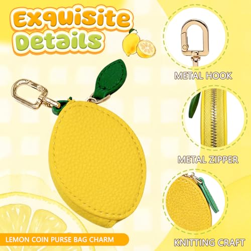 Cute Fruit Coin Purse Keychain, Mini Leather Bag Charms, Handbag, Backpack Kawaii Strawberry Lemon Charms Accessories Gift for Girls Women