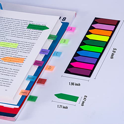 Golcellia 1200 Pieces Sticky Tabs Page Markers, Book Tabs Arrow Flags Colored Writable and Repositionable Book Markers, (10 Colors, 6 Sets) Book Annotation Tabs Supplies - color: Arrow 6