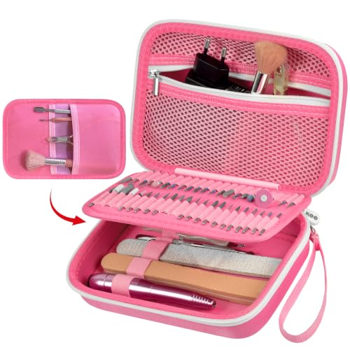 ALKOO 40-Slot Nail Drill Organizer Case with Nail Drill Bit Holder - color: Pink