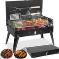 Mini Portable Charcoal Grill, Foldable Camping Mini Grill for Outdoor Cooking, Compact Design Barbecue Accessories with Barbecue Tools, Perfect for Beach, Backyard, Picnics