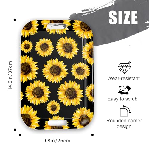 Serving Trays with Handles, 14.5 x 9.8 inch Rectangular Plastic Tray for Restaurant, Kitchen, Sunflower Black Background - color: Sunflower Black Background