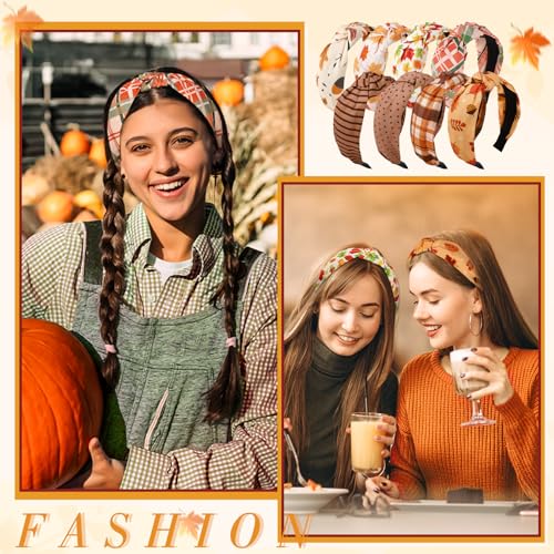 8 Pack Fall Headbands for Women, Thanksgiving Knotted Autumn Hairbands - color: Fall serise