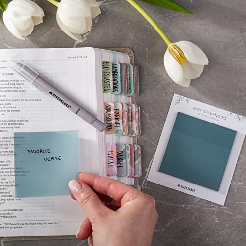 DiverseBee 50 Sheets Pastel Transparent Sticky Notes, 3x3” Clear Sticky Tabs, Translucent Page Flags Book Markers Stickers, Planner Accessories, Bible Journaling Study Office School Supplies (Mist) - color: Mist