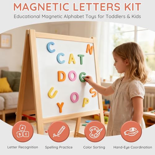 Silicone Alphabet Magnetic Letters, 30PCS Alphabet Magnets Toys ABC Letter Puzzles Preschool Educational Learning Toys Gifts for Girls Boys Toddlers Kids - color: Bright Color