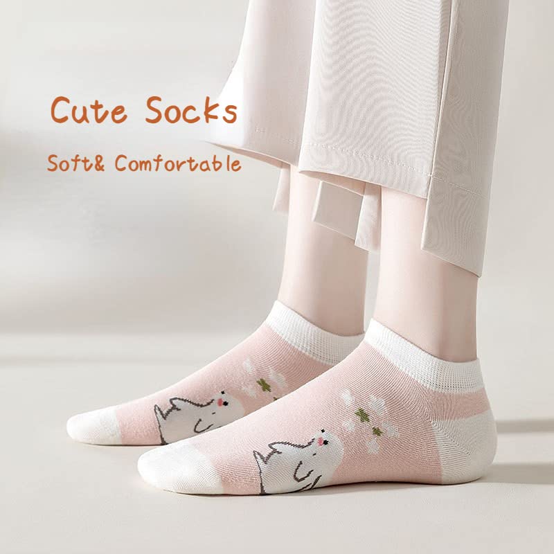 Cute Animals/Flowers Patterned Ankle Socks for Women - color: 10 Pairs-flower&bunny