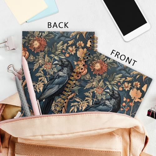 Witchy Crow Spiral Notebook, Gothic Dark Academia Crow Journal Notebook, Cottagecore Raven Journaling Notebooks for Women, Gothic Raven Office School Supplies Gifts, 5.5x8.3 In - color: crow