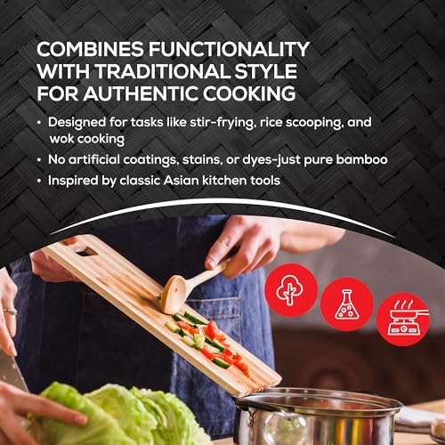 Helen’s Asian Kitchen Bamboo Kitchen Spoon Cooking Utensil, 15-Inch - style: 15-Inch, Solid Spoon