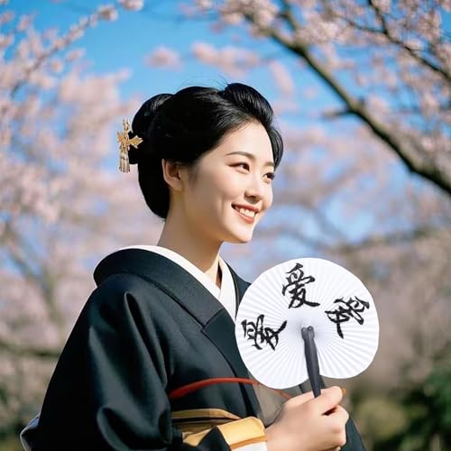 10 Pieces Chinese Paper Fans - color: Chinese Words Paper Fan 02, size: 10 PCS