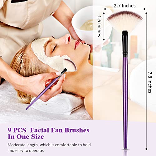 Maitys 9 Pieces Facial Fan Mask Brushes, Purple - color: Purple