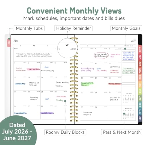 Forvencer Academic Planner 2026-2027, Weekly & Monthly Calendar Planner, A5 - color: Purple, size: 6.3"x8.4" (Jul 2026 - Jun 2027)