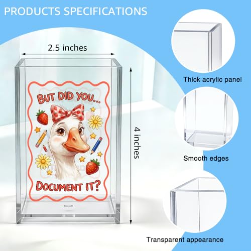 But Did You Document It Acrylic Organizer Pencil Pen Holder, Cute Strawberry Goose Desk Organizer, Teacher Appreciation Back to School Gifts for Principal Assistant Mentor Tutor Coworker - color: Clear 6