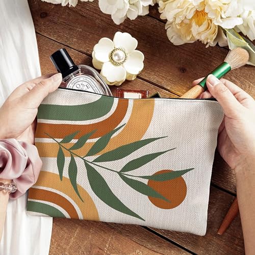 Boho Makeup Bag, Abstract Boho Sun Rainbow Botanical Cosmetic Bags Toiletry Bag for Women, Mid Century Modern Makeup Pouch - color: Boho-b
