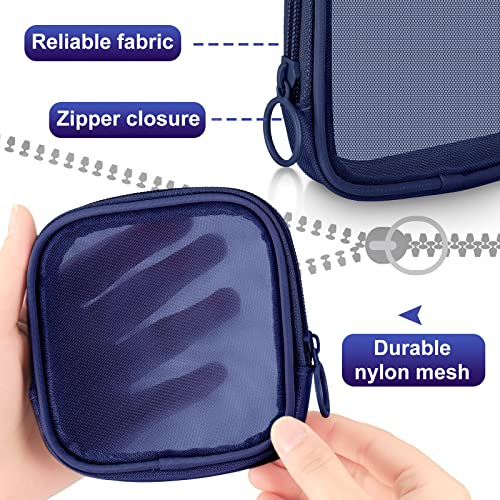 Weewooday 4Pcs Mesh Makeup Bag, Navy Blue, Small, Classic - color: Navy Blue, size: Small, style: Classic