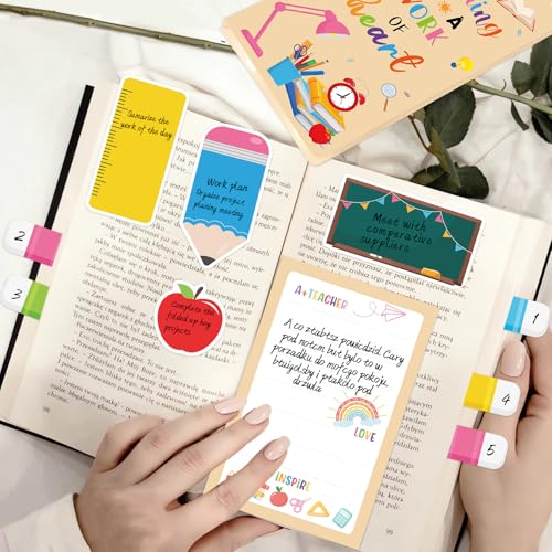 Teacher Sticky Notes Set, 420 Sheets Teaching is a Work of Heart Self-Stick Notes Pads Teachers Themed Memo Pads for Teacher Appreciation Gift Back to School Office Supplies - style: Teacher