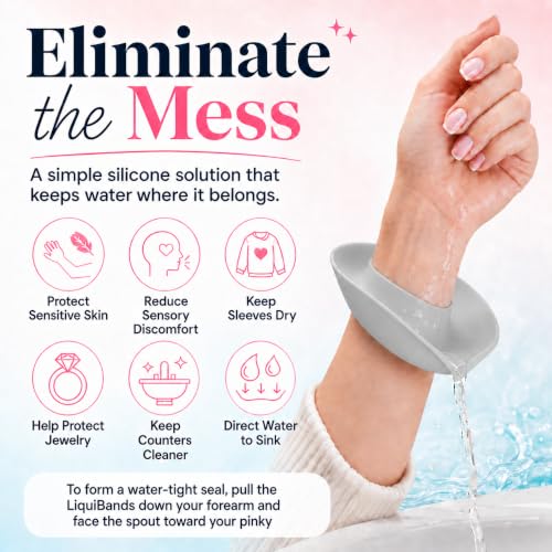 LiquiBands Face Washing Wristbands - Original Drip Catch Cuffs (Grey, S/M) - color: Dove Grey, size: S/M