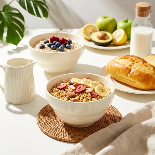 Ceramic Cereal Bowls Set of 6, 24.5 oz Soup Bowls, 6 Inch - size: Cereal Bowls Set of 6