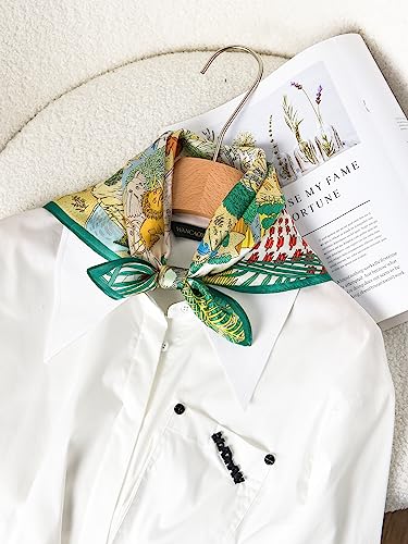 100% Mulberry Silk Scarf - 21" Square Lightweight Neckerchief, Gift Packed - color: Rainforest