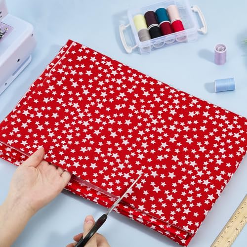 PH PandaHall 3 Yards x 61 inch Cotton Fabric White Star Pattern