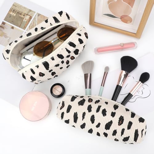 EIMMBD Makeup Bag 3 Pieces Large Capacity Cosmetic Bags Makeup Pouch for Purse Travel Toiletry Bag Organizer Cute Makeup Pouch Storage for Women(Beige Leopard) - color: Beige Leopard