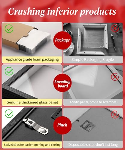 4x6 Small Shadow Box Picture Frame with Real Glass and Linen Back - color: Black + Thickened Panel + Foam Packaging, size: 4x6