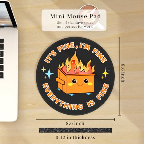 Hancynir Funny Mouse Pad, Dumpster on Fire Round Mousepad for Office Desk - color: Cute Funny Dumpster