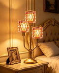 Lightdot Mid Century Modern Red Glass Table Lamp 3 Bulbs Included Dimmable - color: 20-Gold-Pink-Cylinder