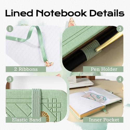 TIEFOSSI A5 Lined Journal Notebook 316 Pages for Women & Men - color: Green, size: A5-Lined