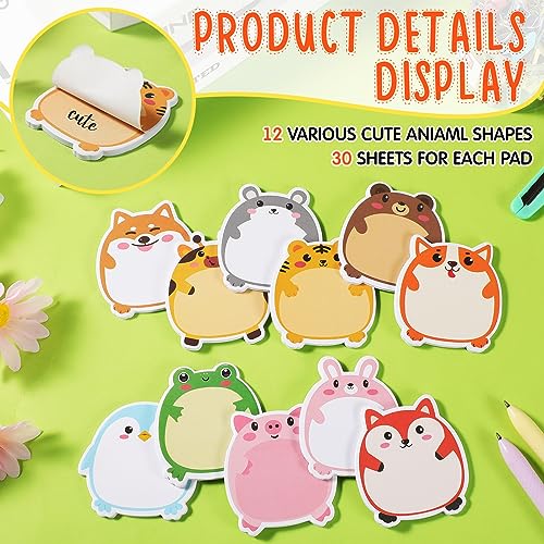 Seajan 48 Pcs Cartoon Animal Sticky Notes 1440 Sheets Self Sticky Memo Pads