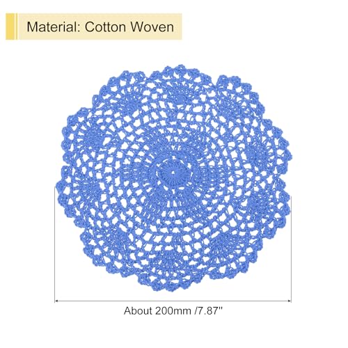 uxcell Crochet Doilies Round Lace Placemats for Decoration 8" Blue 8Pcs - color: Blue
