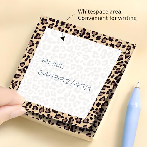 Sticky Notes 3x3 Inch, 2 Pads Cute Self-Stick Note Pads, Strong Adhesive Notepads for Office, Home, School, Organization and Reminders Classic Tan Leopard