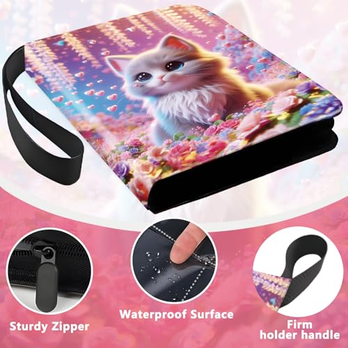 4 Pocket Trading Card Binder, Holds 400 Cards, 3-Ring Binder - color: Cute fantasy cat