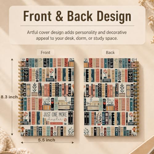 WDXIA Vintage Floral Bookshelf Reading Spiral Notebook 5.5x8.3 Inch - color: pattern-10