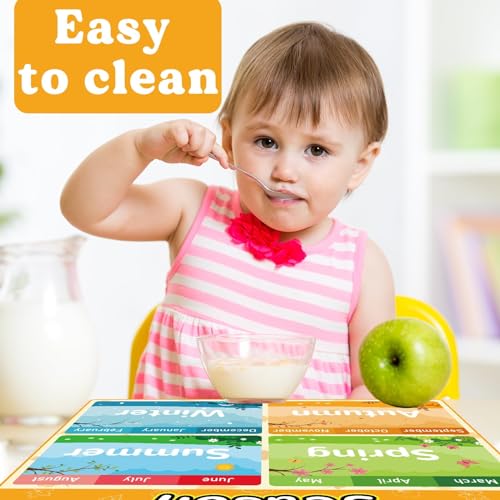 Educational Placemats Set of 6 Preschool Kid Plastic Table Mat 17×13×0.04in - style: Educational Montessori