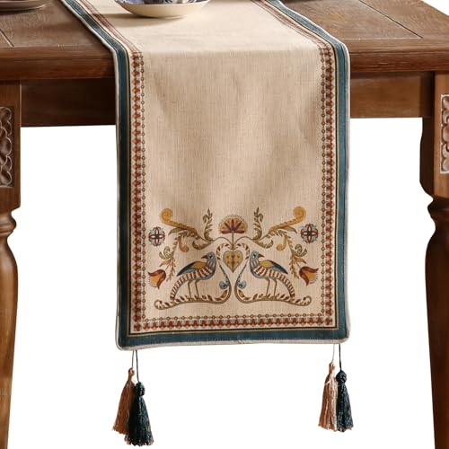 Patdrea Designer Vintage French Linen Table Runner,12"X71"-Wensel E - color: Wensel E Linen, size: 12"*71"
