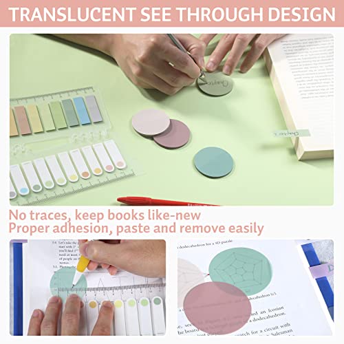 Transparent Sticky Notes, Pastel Round Clear Sticky Note Tabs for Annotating Books,600 Sheets Morandi Translucent Sticky Notes Book Tabs Sticky Tabs Book Markers Office & School Supplies - color: 24 Colors