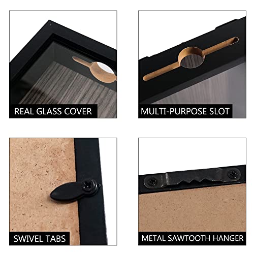 GraduationMall 11x14 Top Loading Shadow Box Frame with HD Glass,Wood Display Case with Slot,1.25 inches Interior Depth,Ideal for Wine Bottle Caps,Tickets,Shells,Stamps and More,Black - color: Black, size: 11x14