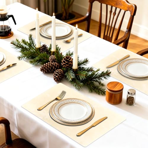 Faux Leather Placemats Set of 4, 11.8"x17.7", Pearl White - color: Pearl White, size: Set of 4