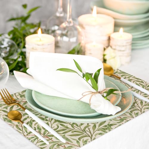 Foliage Placemats Vintage Floral Table Mats 12 x 18 Inch Retro Flower Kitchen Place Mats for Party Home Dining Table Decoration, Set of 6