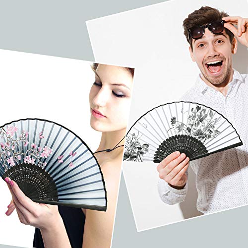 Zonon 4 Pack Hand Held Folding Fans for Women Silk,Vintage - style: Stylish