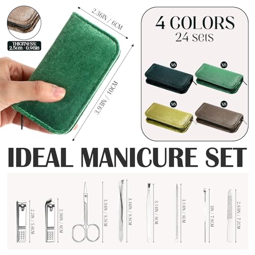 Coume 24 Sets Mini Manicure Kit for Women Men Nail Clippers, Green Series - color: Green Series