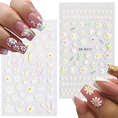 Daisy Nail Stickers for Nail Art Flower Nail Decals for Women - color: Colorful-04