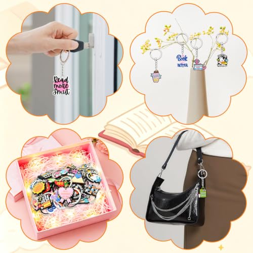 Cute Keychains Bulk, Keychain Charms Key Chain Trinkets Backpack Charms Accessories Keyring for Classroom Prizes - color: Bookish-30p