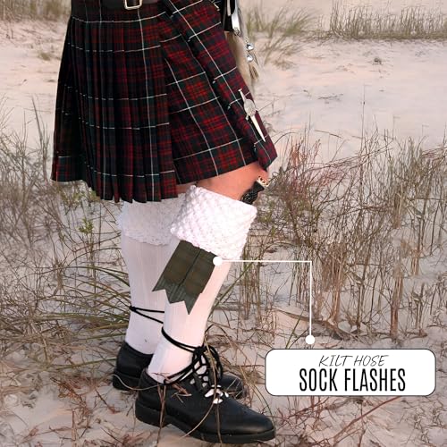 EZE Kilt Flashes for Men with Heavy Buckle Adjusters, Plain & Tartan Kilt Sock Flashes Acrylic Wool - color: Black Watch Weathered