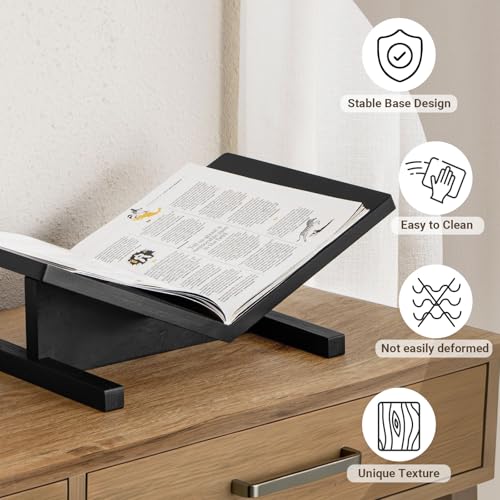 PUERSI Open Display Stand, Wooden Large Book Holder, Coffee Table Stand - color: One-piece-black