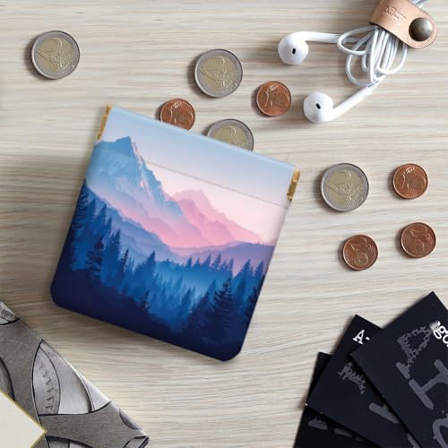Peacoblue Simple Scenery Coin Purse,PU Leather Squeeze Pouch 4PCS - style: Simple Scenery