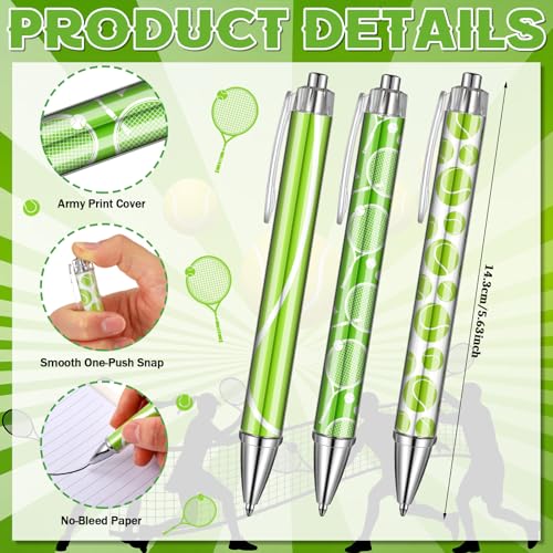 Resurhang 12 Sets Tennis Notebook Back to School Gifts 5.5 x 4.3'' Green Tennis Spiral Notebook Ballpoint Pens for Coaching Supplies Coach Gifts Team Party Players Sports Lover - style: Tennis Style