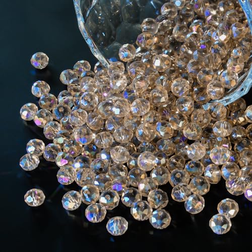 460Pcs 8mm Crystal Glass Beads for Jewelry Making Beads for Bracelets Necklace Pendants Making Supplies(Silver Champagner) - color: Silver champagne, size: 8mm 460pcs